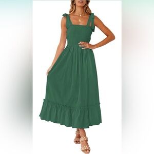 NWOT ZESICA Women's Boho Adjustable Strap, A Line Maxi Dress, Size Small, Green
